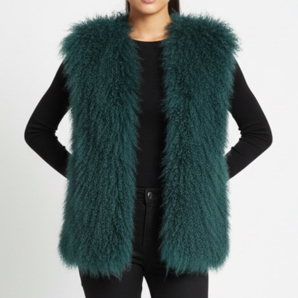 Sly010 lamb fur vest in Deep Green size M